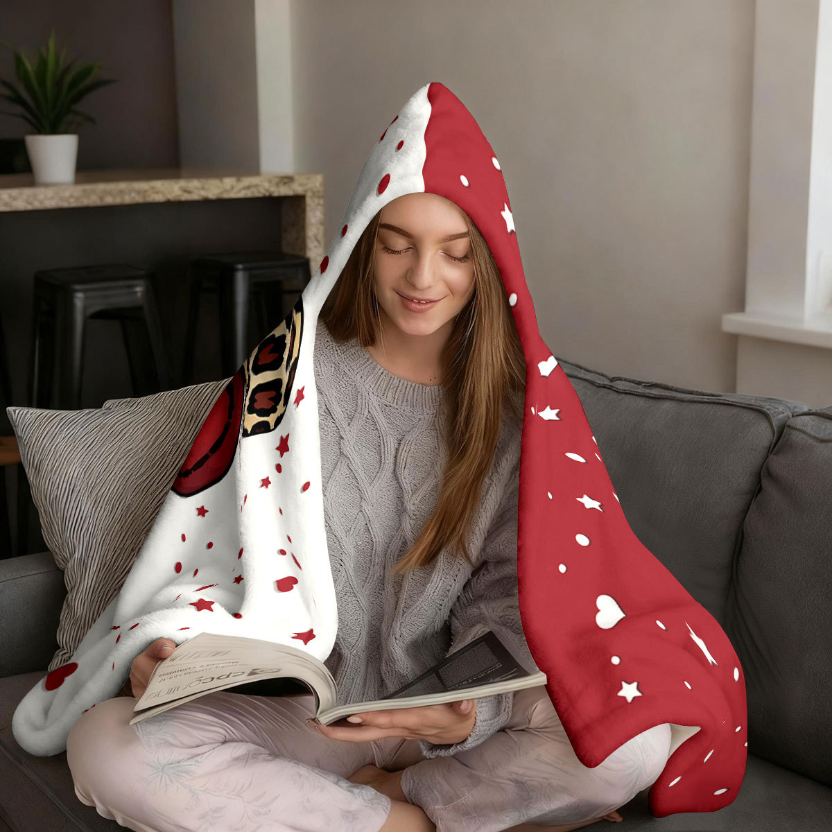 Wholesale Customize Pattern Flannel Blanket With Hood